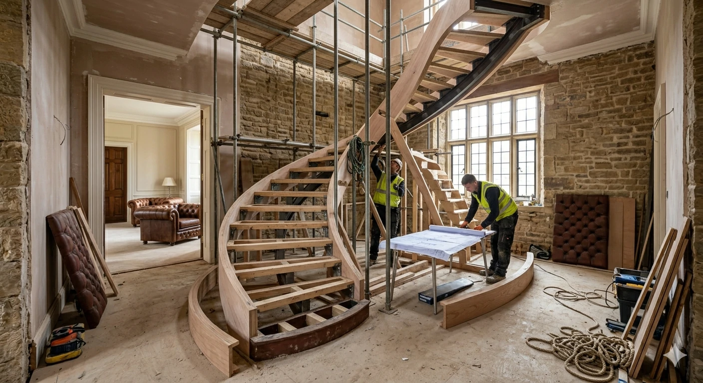 Staircase structural framing detail in a Chesterfield home