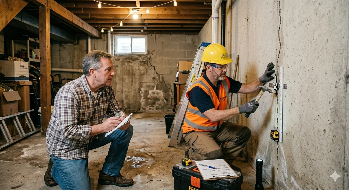 Structural repair assessment in a Chesterfield home basement